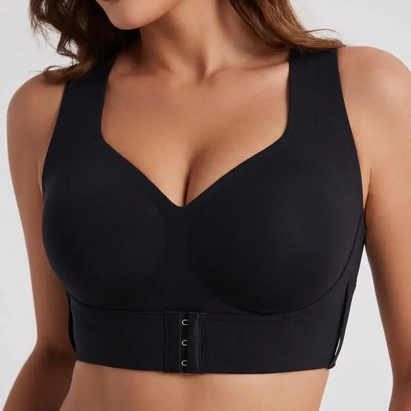 Women'S Wirefree Posture Shaping Sports Bra - Animal Print V-Neck, Breathable Mesh, Removable Pads, Gentle Support, Machine Washable, Workout Bralette, Soft Comfortable Unlined, Push Up, for Yoga & Gym