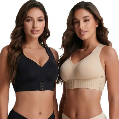Women'S Wirefree Posture Shaping Sports Bra - Animal Print V-Neck, Breathable Mesh, Removable Pads, Gentle Support, Machine Washable, Workout Bralette, Soft Comfortable Unlined, Push Up, for Yoga & Gym
